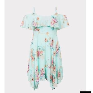 Torrid Mint Green Floral Gauze Skater Dress Sz 6